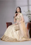 Brocade Silk Lehenga in Beige